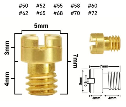 10PCS SIZES 50 52 55 58 60 62 65 68 70 72 KEIHIN 99101-116 SERIES MAIN JET KIT PZ19 thumbnail 2