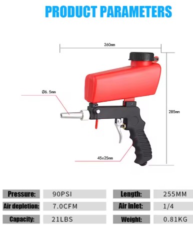 PORTABLE HANDHELD SANDBLASTING PNEUMATIC BLASTING GUN / SAND BLASTING GRIT MEDIA SHOT BLASTING thumbnail 3