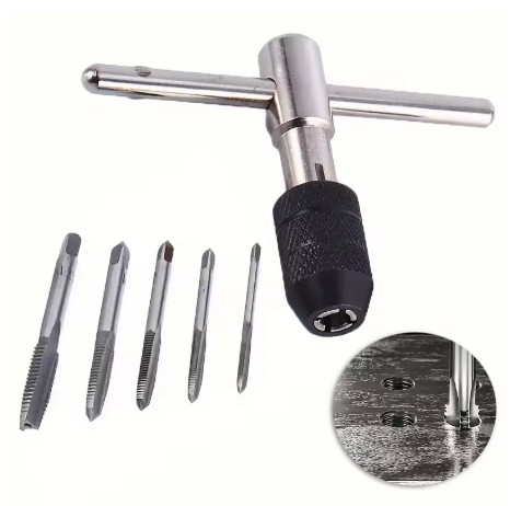 TAP WRENCH SET 6 PIECE WITH METRIC TAPS M6-M8 ALLOY STEEL image 1