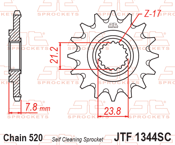 FRONT SPROCKET JT, JTF1344.14SC, 23801-K95-A20 thumbnail 2