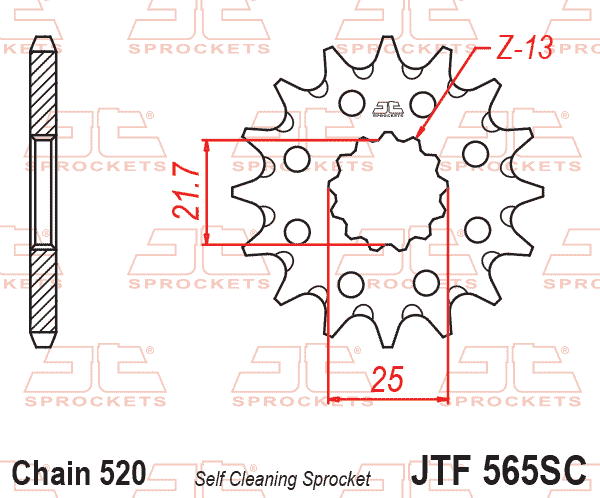 FRONT SPROCKET JTF565.12SC JT, Self-cleaning grooves & Light, SF565-12 thumbnail 2