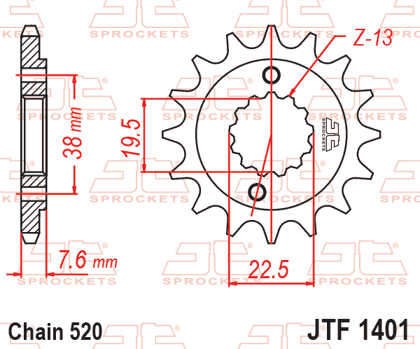 FRONT SPROCKET JTF1401.13 JT thumbnail 2