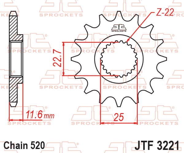 FRONT SPROCKET JTF3221.10 JT, Polaris ATV 3221044 thumbnail 2