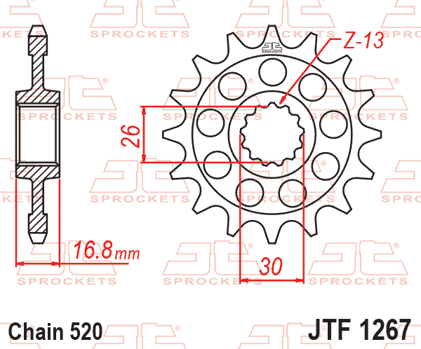 FRONT SPROCKET RUBBER CUSHIONED JTF1267.16RB thumbnail 2