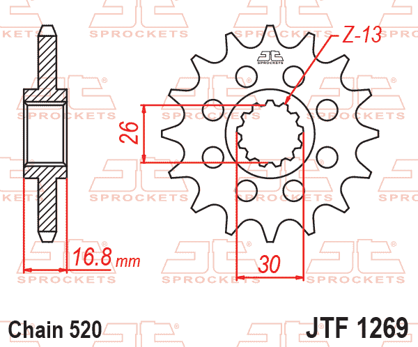 FRONT SPROCKET STEEL JT JTF1269.17 520 CHAIN CONVERSION thumbnail 2