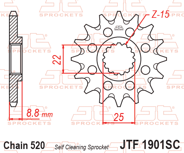 FRONT SPROCKET JTF1901.16SC JT LIGHTWEIGHT SELF-CLEANING thumbnail 2