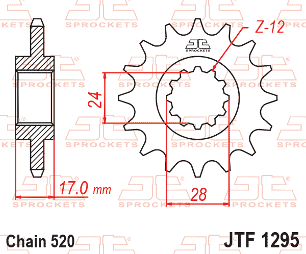 FRONT SPROCKET JTF1295.13 520, CBR600 Chain Conversion thumbnail 2
