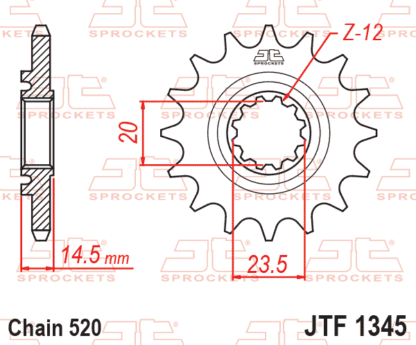 FRONT SPROCKET HONDA CRF 450 L 19-20, JTF1345RB JT thumbnail 2