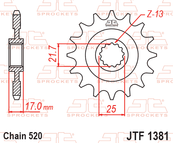 FRONT SPROCKET JTF1381.16RB JT, OE Rubber Cushioned thumbnail 2
