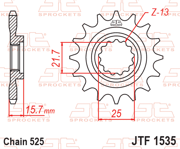 FRONT SPROCKET JTF1535.15RB JT, OE Rubber Cushioned thumbnail 2