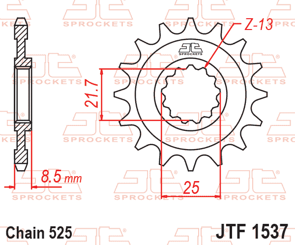 FRONT SPROCKET JTF1537.16RB JT, OE Rubber Cushioned thumbnail 2
