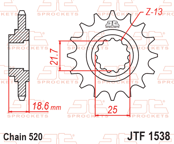 FRONT SPROCKET JTF1538.15RB JT, OE Rubber Cushioned thumbnail 2