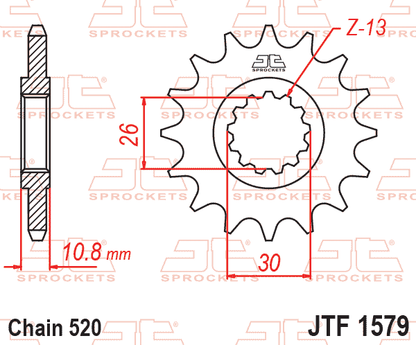 FRONT SPROCKET JTF1579.15 JT, 520 Chain Conversion thumbnail 2