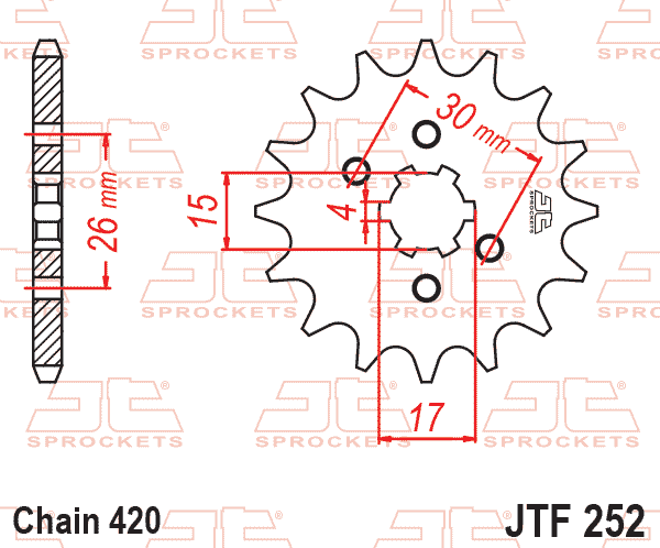 FRONT SPROCKET JTF252.15 JT, JTF252/253, SF255- thumbnail 2