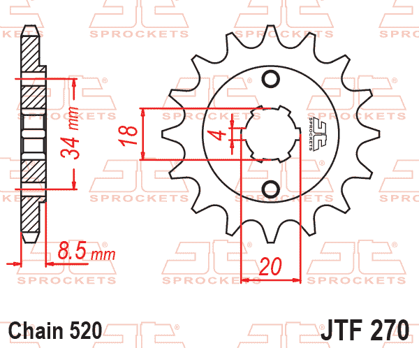 FRONT SPROCKET JTF270.13 JT, HONDA ROAD thumbnail 2