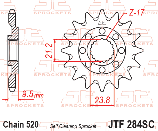 FRONT SPROCKET JTF284.14SC JT, Lightweight Self-Cleaning thumbnail 2