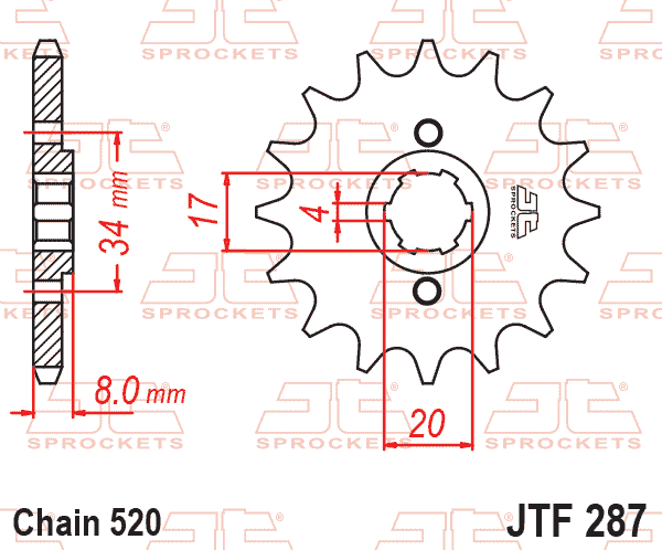 FRONT SPROCKET JTF287.14 JT thumbnail 2