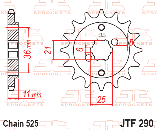 FRONT SPROCKET JTF290.15 JT, HONDA ROAD thumbnail 2