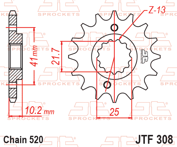 FRONT SPROCKET JTF308.15RB JT, OE Rubber Cushioned thumbnail 2