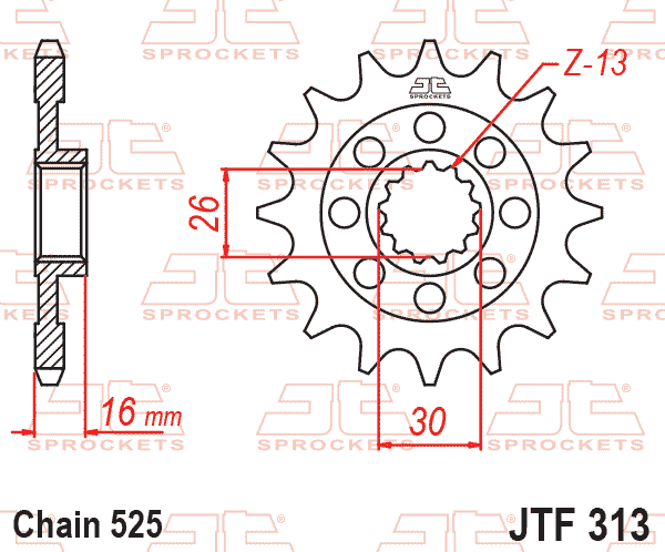 FRONT SPROCKET JTF313.16 JT thumbnail 2