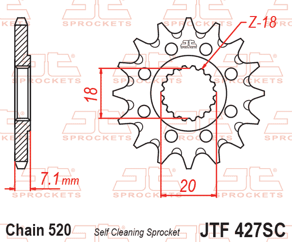 FRONT SPROCKET JTF427.12SC JT, Self-Cleaning Steel Front thumbnail 2