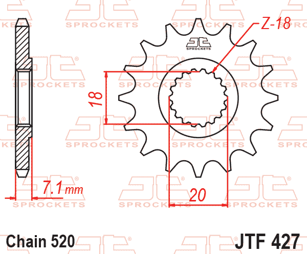 FRONT SPROCKET JTF427.14 JT thumbnail 2