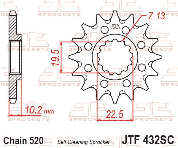 FRONT SPROCKET JTF432.14SC JT, Lightweight Self-Cleaning thumbnail 2