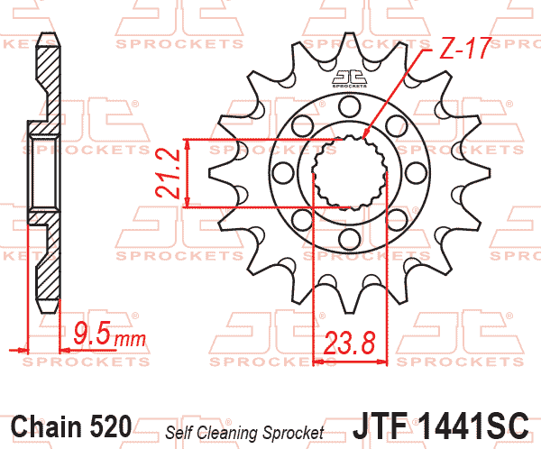 FRONT SPROCKET JTF1441.13SC JT, Self-Cleaning Light thumbnail 2
