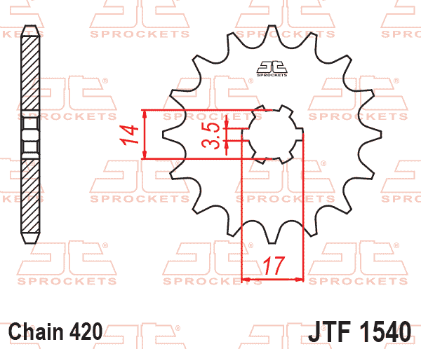 FRONT SPROCKET JTF1540.14, KAWASAKI Z125 ROAD thumbnail 2