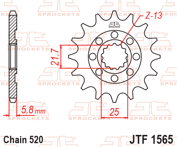 FRONT SPROCKET JTF1565.13 JT, Lightweight, SF1565-13 thumbnail 2