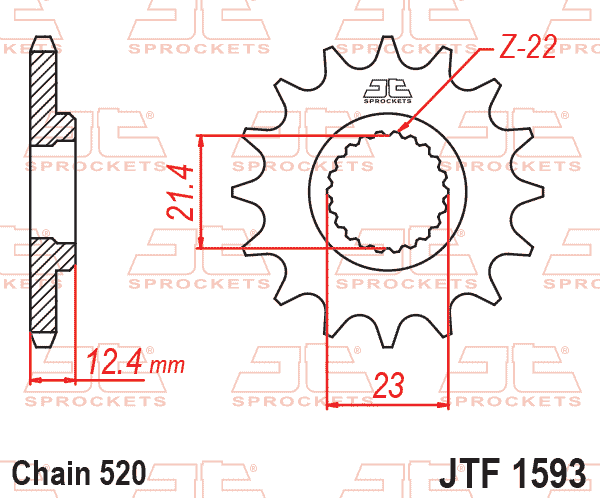 FRONT SPROCKET JTF1593.14 JT, New No. JTF1593-14 thumbnail 2