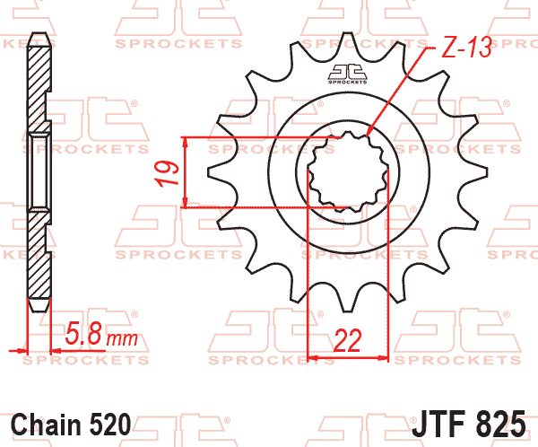 FRONT SPROCKET JTF825.13 JT thumbnail 2