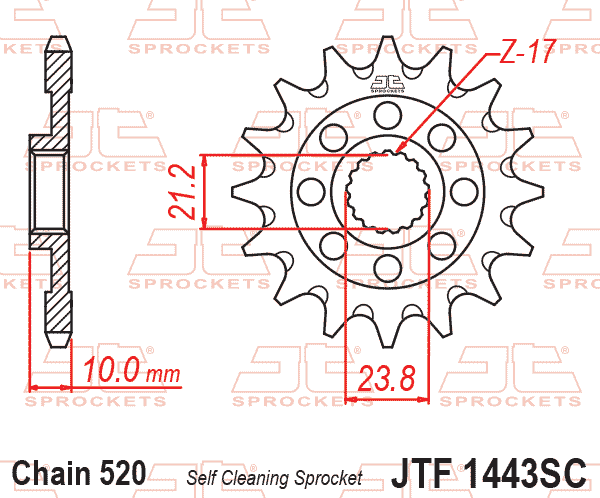 FRONT SPROCKET JTF1443.13SC JT, Self-Cleaning thumbnail 2