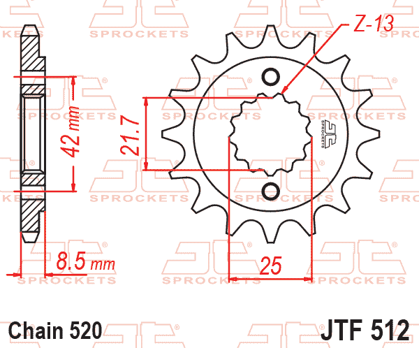 FRONT SPROCKET JTF512.17RB JT, OE Rubber Cushioned thumbnail 2