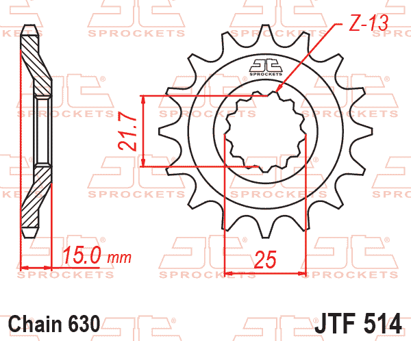 FRONT SPROCKET JTF514.15 JT thumbnail 2