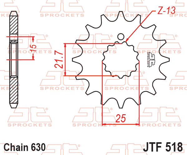 FRONT SPROCKET JTF518.13 JT thumbnail 2