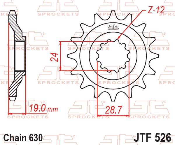 FRONT SPROCKET JTF526.15 JT, 630 Chain Conversion thumbnail 2