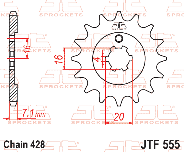 FRONT SPROCKET JTF555.15 JT, 428 Chain conversion thumbnail 2