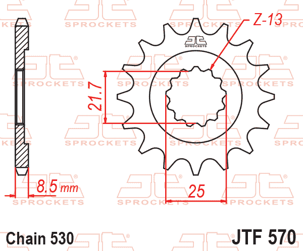 FRONT SPROCKET JTF570.16 JT, 530 Chain Conversion thumbnail 2