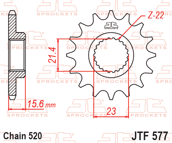 FRONT SPROCKET JTF577.15RB JT, OE Rubber Cushioned thumbnail 2