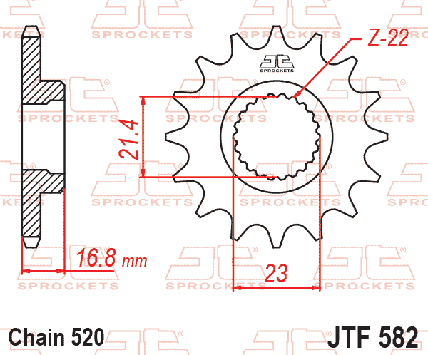 FRONT SPROCKET JTF582.16RB JT, OE Rubber Cushioned thumbnail 2