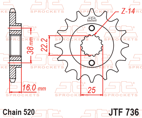 FRONT SPROCKET JTF736.14 JT thumbnail 2