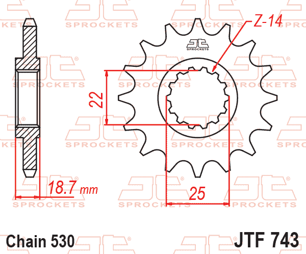 FRONT SPROCKET JTF743.14 JT thumbnail 2
