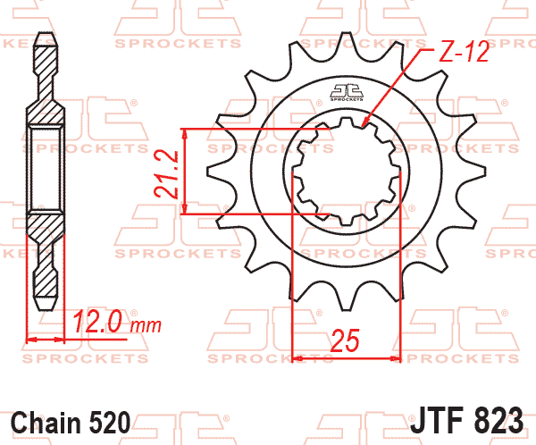 FRONT SPROCKET JTF823.12 JT thumbnail 2