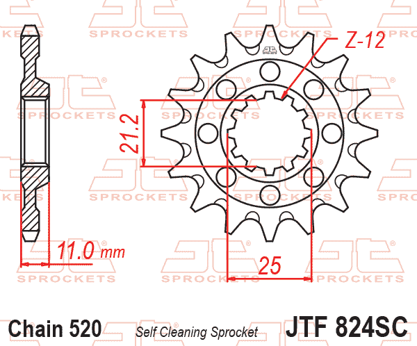 FRONT SPROCKET JTF824.14SC JT, Lightweight Self-Cleaning thumbnail 2
