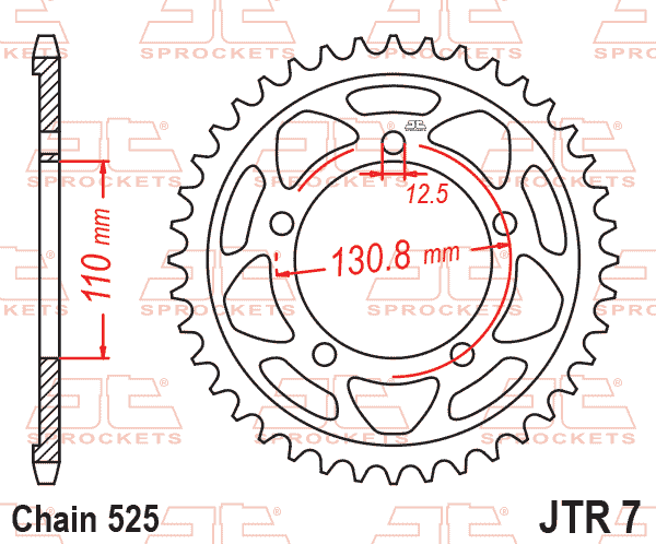 REAR SPROCKET JTR7.45 JT 525 thumbnail 2