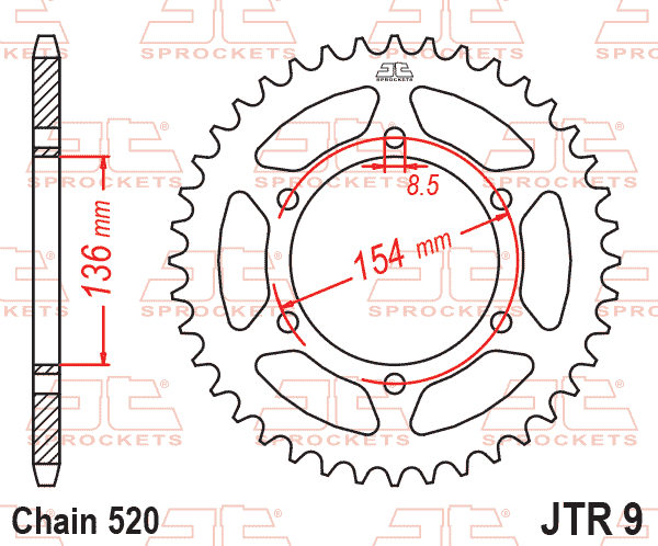 REAR SPROCKET JTR9.47 JT 520 thumbnail 4