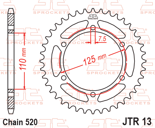 REAR SPROCKET JTR13.39 JT 520 thumbnail 2
