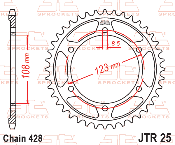 REAR SPROCKET JTR25.60 JT 428 thumbnail 2