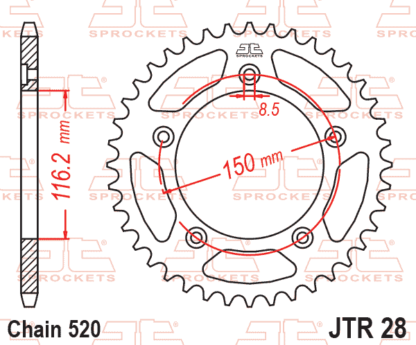 REAR SPROCKET JTR28.42 JT 520 thumbnail 2